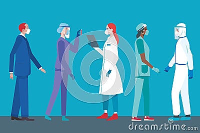 Team of doctors or nurses with Personal Protective Equiment Stock Photo