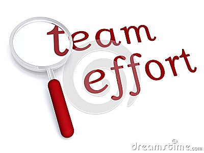 Team effort with magnifiying glass Stock Photo