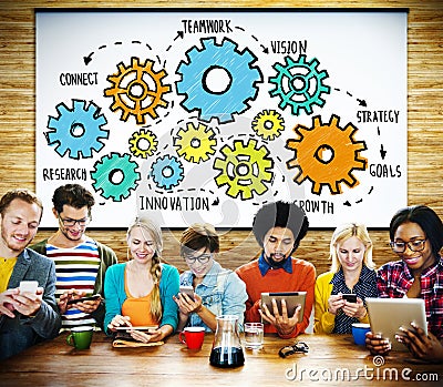 Team Functionality Industry Teamwork Connection Technology Conce Stock Photo