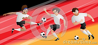 Team Germany football soccer players set kicking the ball Vector Illustration