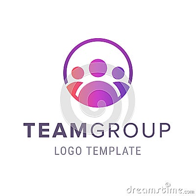 Team group logo template. Creative people logo design template with circle. Symbol of people cooperation Vector Illustration