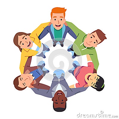 Team huddle top view Vector Illustration