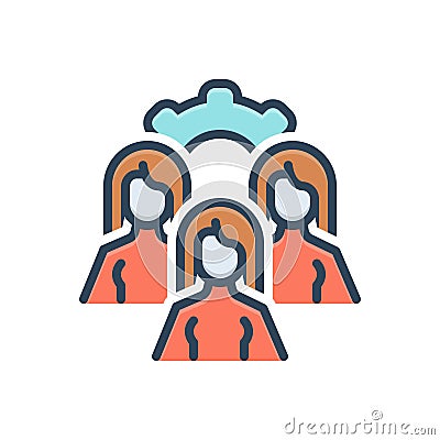 Color illustration icon for Team, group and cluster Cartoon Illustration