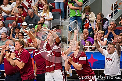 Team Latvia cheers up their team Editorial Stock Photo