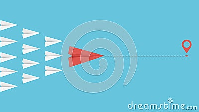 Team leader concept. Business motivation leadership metaphor. Paper planes flying together vector illustration Vector Illustration