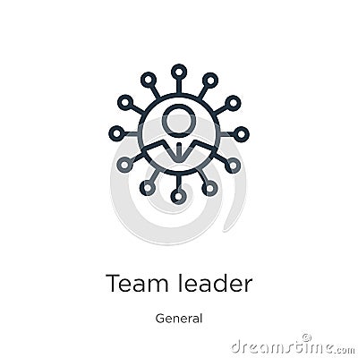 Team leader icon. Thin linear team leader outline icon isolated on white background from general collection. Line vector team Vector Illustration