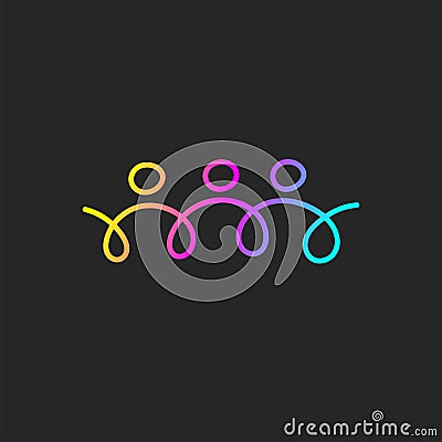 Team of logo people. Abstract hand drawn business icon Vector Illustration