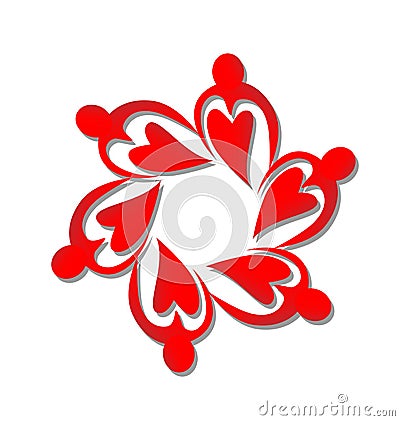 Team of loving people heart icon logo Vector Illustration