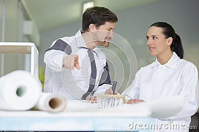 team male and female professional painters Stock Photo