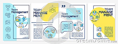 Team management blue and yellow brochure template Vector Illustration