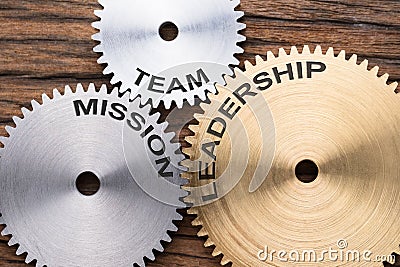 Team Mission And Leadership Interlocked Cogwheels Stock Photo