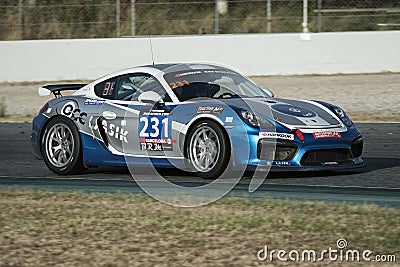 Team OCC Lasik Racing. Porsche Cayman GT4 Clubsport. 24 hours of Barcelona Editorial Stock Photo