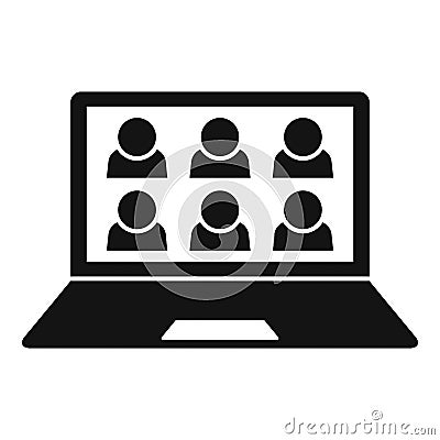 Team online meeting icon, simple style Vector Illustration