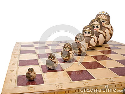Team ordered of nested dolls Stock Photo