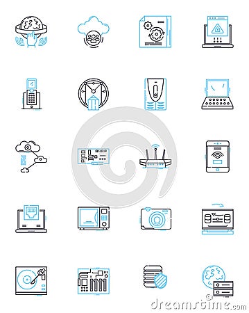 Team partnership linear icons set. Collaboration, Trust, Support, Interdependence, Coordination, Synergy, Unity line Vector Illustration