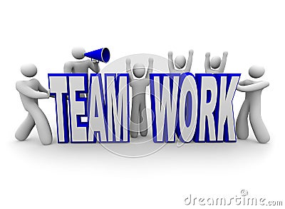 Team of People Build Word Teamwork Stock Photo