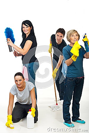 Team of people cleaning your house Stock Photo