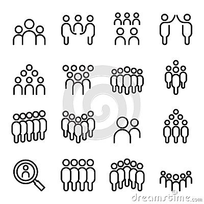 Team , people, group, human , Staff icon set in thin line Cartoon Illustration