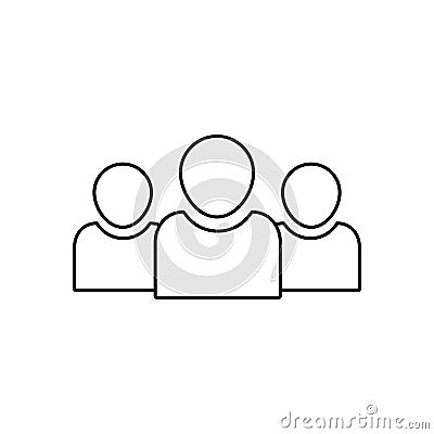 Team people vector line icon. Squad of people outline icon. Community business concept. Social unity or diversity symbol. Flat Stock Photo