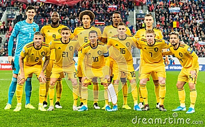 Team photo of Belgium national football team in 2019 Editorial Stock Photo