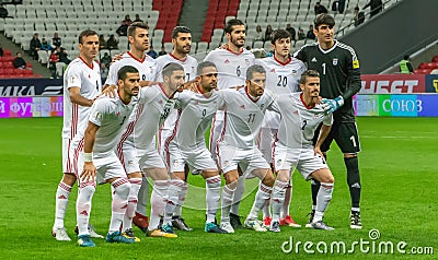 Team photo of Iran national football team before international friendly match Russia vs Russian 1-1 Editorial Stock Photo