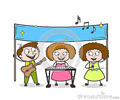 Team of Pop-Singers Singing in Event Vector Illustration Stock Photo