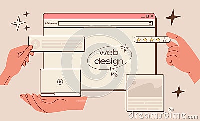 Team of programmers and designers working on website development. Software developer or code testing concept in trendy Stock Photo