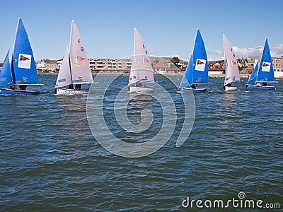 Team Racing Sailing Boats, England Editorial Stock Photo