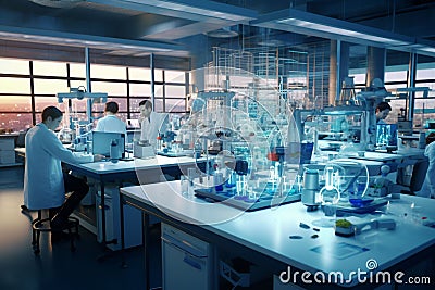 Team of researchers studying environmental Stock Photo