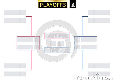 8 Team Single Elimination Bracket. Tournament Bracket for playoffs on white background Vector Illustration