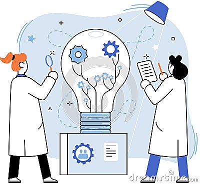 Team solving complex problems. Teamwork vector illustration metaphor. Solution solve problem concept Vector Illustration