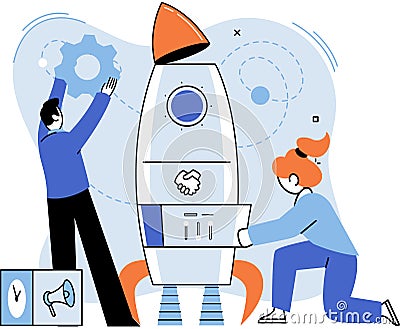 Team solving complex problems. Teamwork vector illustration metaphor. Time management and planning concept, Vector Illustration