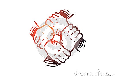 Team spirit, together, connection, partnership concept. Hand drawn isolated vector. Vector Illustration