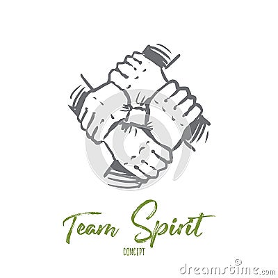 Team spirit, together, connection, partnership concept. Hand drawn isolated vector. Vector Illustration