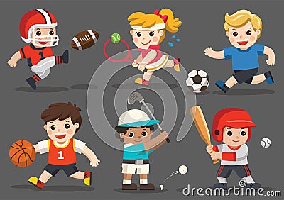 Team sports for kids. Vector Illustration