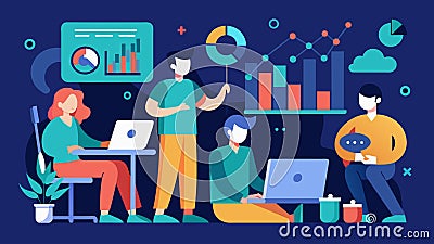 A team of statisticians using advanced algorithms to analyze massive datasets and uncover hidden insights on energy Vector Illustration
