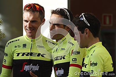 Team Trek Segafredo with Alberto Contador before training Editorial Stock Photo