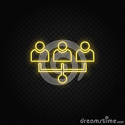 team, users, avatars yellow neon icon .Transparent background. Yellow neon vector icon Stock Photo