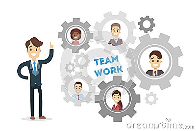 Team work gears. Vector Illustration