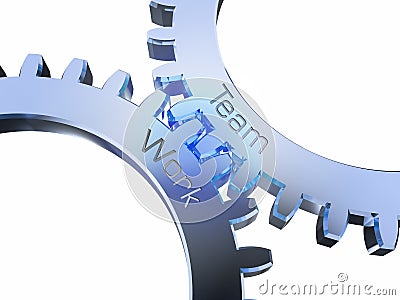 Team Work on gearwheels Stock Photo