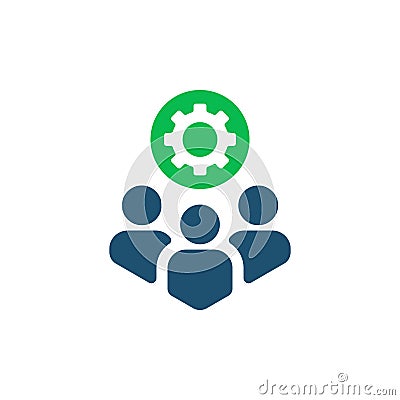 team work icon with gear like easy operation process Vector Illustration