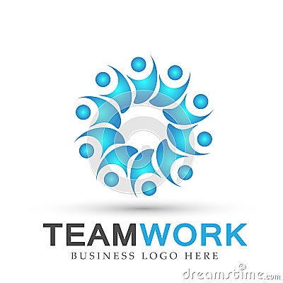 Team work logo partnership education celebration group work people symbol icon vector designs on white background Cartoon Illustration