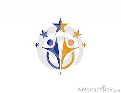 team work logo, partnesrship, education, celebration people icon symbol Vector Illustration