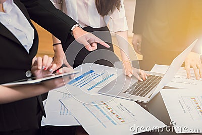 Team work meeting and discussion of marketing strategy brainstorming, business meeting and brainstorming research concept. Stock Photo