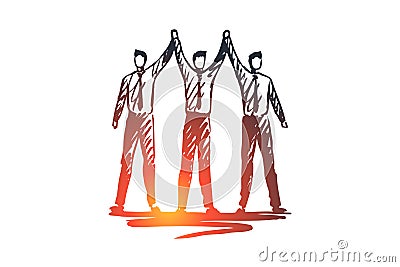 Team, work, people, group, partnership concept. Hand drawn isolated vector. Cartoon Illustration