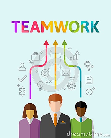 Team work and synergy concept with multiethnic team Vector Illustration