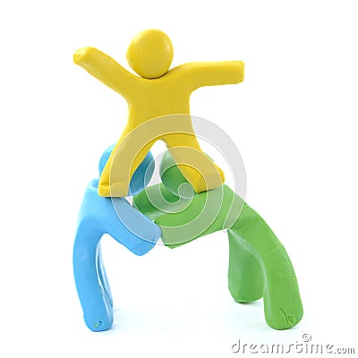 Team work three colorful Stock Photo