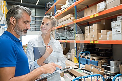 team workers in warehouse Stock Photo