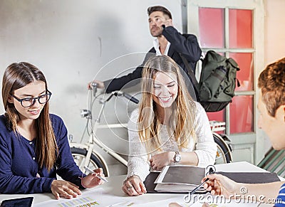 Team of young businesspeople working together Stock Photo