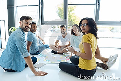 Team of young creative people looking at you Stock Photo